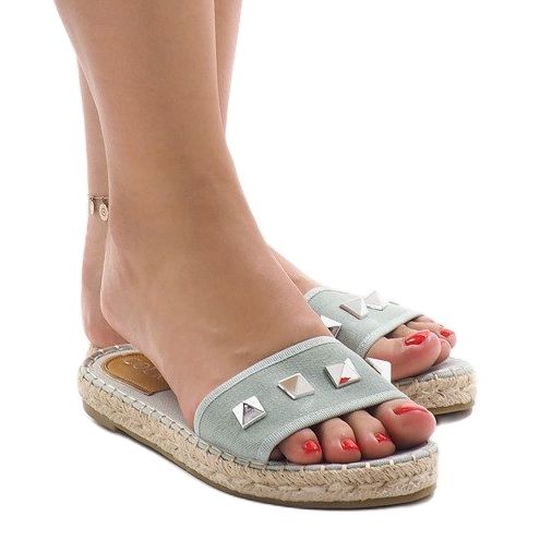 Zapatilla jeans verde tachuelas 7087 multicolor 1