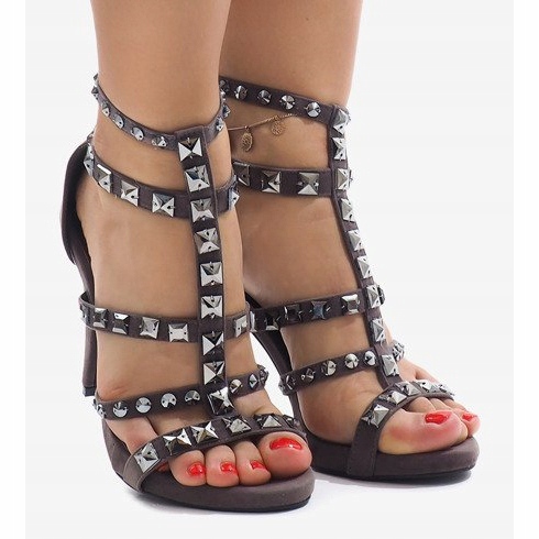 Sandalias grises sobre ante con tacón de aguja GH083-6 multicolor 1