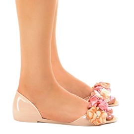 Sandalias meliski beige con flores AE20 2