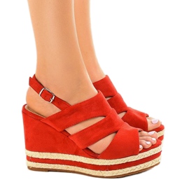 Alpargatas rojas, sandalias de cuña FG6 rojo 2