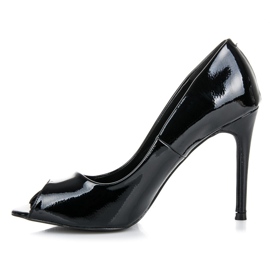 Comer Zapatos De Salón Lacados Con Punta Abierta negro 5