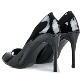 Comer Zapatos De Salón Lacados Con Punta Abierta negro 6