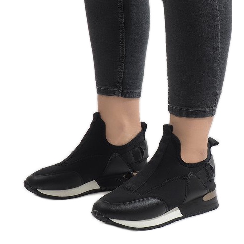 Zapatillas negras de Lycra R-403 blanco negro 1