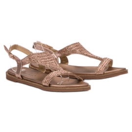 Super Mode Sandalias casual con circonita rosado 4