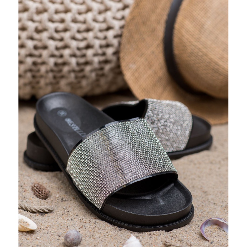 Bestelle Pantuflas De Goma Con Circonita Cúbica negro 1