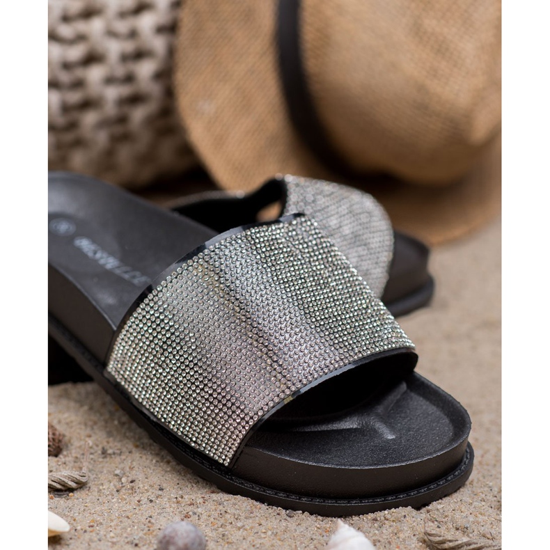 Bestelle Pantuflas De Goma Con Circonita Cúbica negro 2