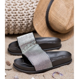 Bestelle Pantuflas De Goma Con Circonita Cúbica negro 4