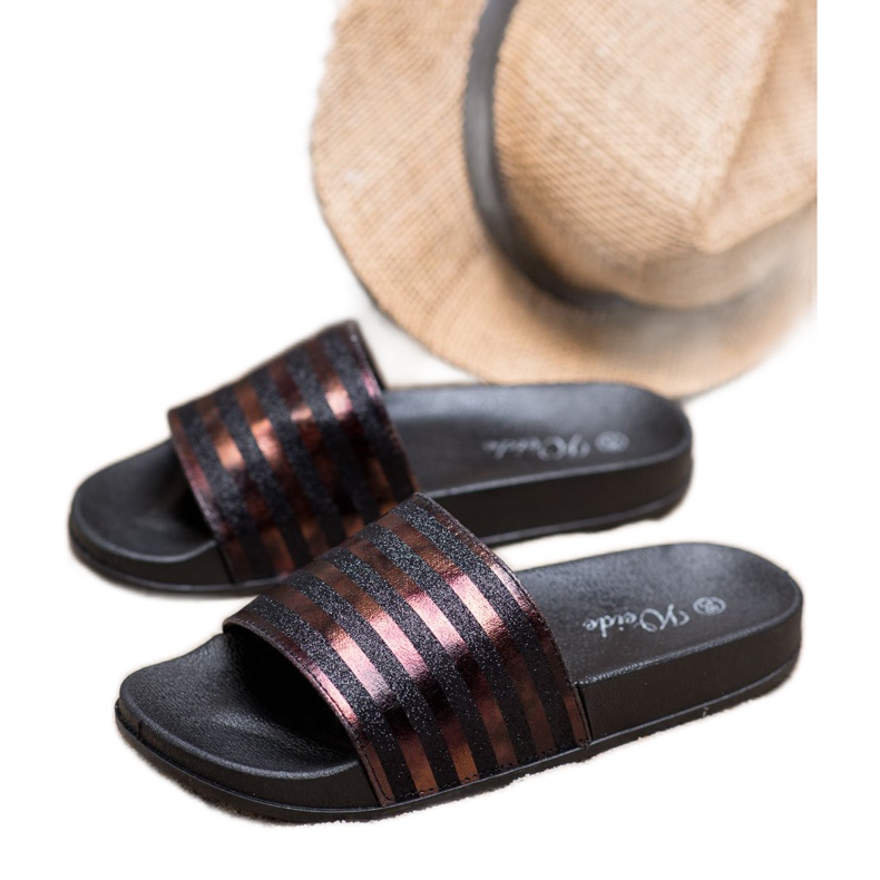 Weide Pantuflas Con Brillo negro 2 Weide Pantuflas Con Brillo negro 2