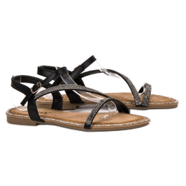 SHELOVET Sandalias Clásicas Con Circonita negro 4