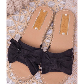 Forever Folie Pantuflas de ante con lazo negro 5