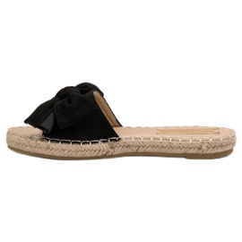 Forever Folie Pantuflas de ante con lazo negro 1