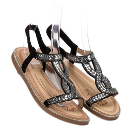 Forever Folie Sandalias sin cordones con cristales negro 3