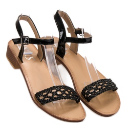 SHELOVET Sandalias de tacón trenzado negro 4
