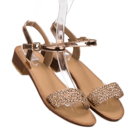 SHELOVET Sandalias de tacón trenzado amarillo 3