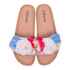 SHELOVET Pantuflas Blancas Con Flores blanco 1