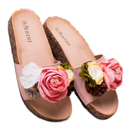 SHELOVET Zapatillas Polvo Con Flores rosa 2