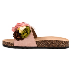 SHELOVET Zapatillas Polvo Con Flores rosado 1