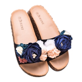 SHELOVET Pantuflas Negras Cuadradas negro 5