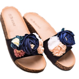 SHELOVET Pantuflas Negras Cuadradas negro 6