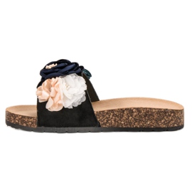 SHELOVET Pantuflas Negras Cuadradas negro 1