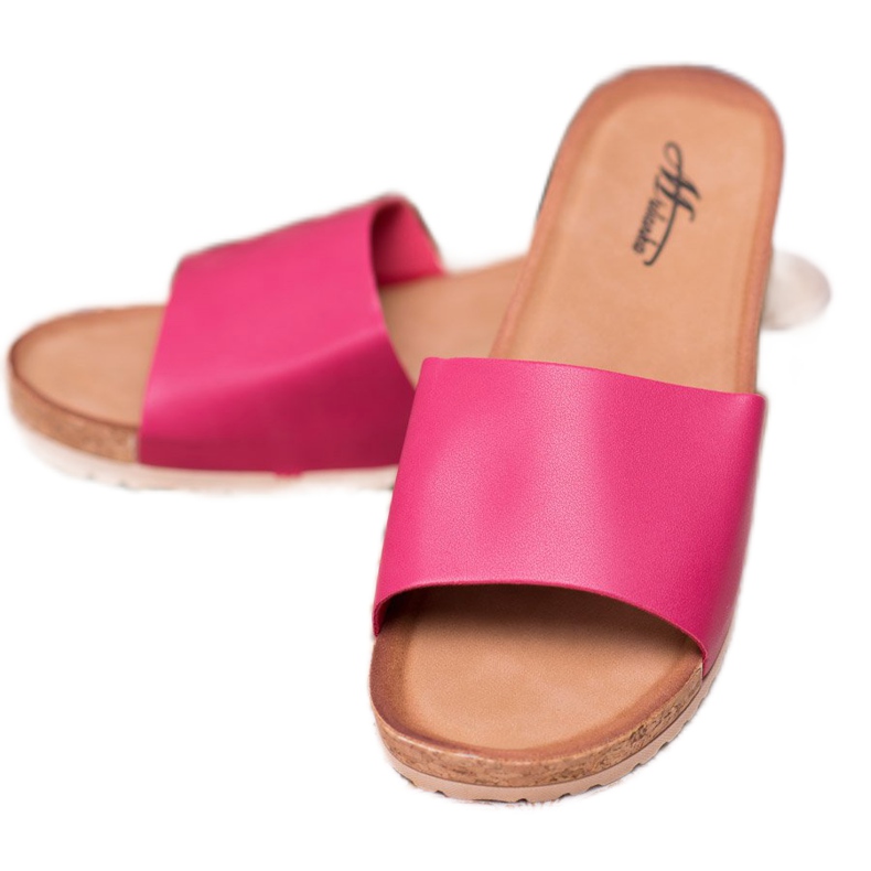 SHELOVET Zapatillas en una cuña de corcho rosado 1