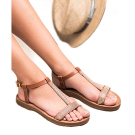 Forever Folie Sandalias Con Circonita marrón 1