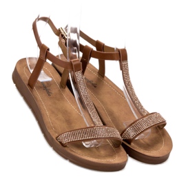 Forever Folie Sandalias Con Circonita marrón 3
