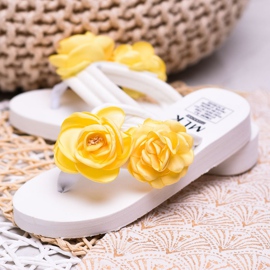 SHELOVET Chanclas ligeras con flores blanco 3