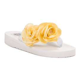 SHELOVET Chanclas ligeras con flores blanco 1