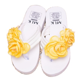 SHELOVET Chanclas ligeras con flores blanco 5