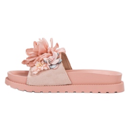 Queen Vivi Pantuflas de Ante con Flores rosa 1