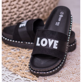 Queen Vivi Zapatillas de gamuza Love negro 4