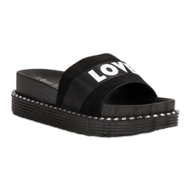Queen Vivi Zapatillas de gamuza Love negro 1