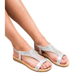 Top Shoes Sandalias plateadas con estilo gris 1