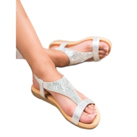 Top Shoes Sandalias plateadas con estilo gris 2