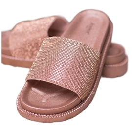 SHELOVET Pantuflas con Cristales rosado 2