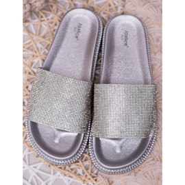 SHELOVET Pantuflas con Cristales gris 1 SHELOVET Pantuflas con Cristales gris 1
