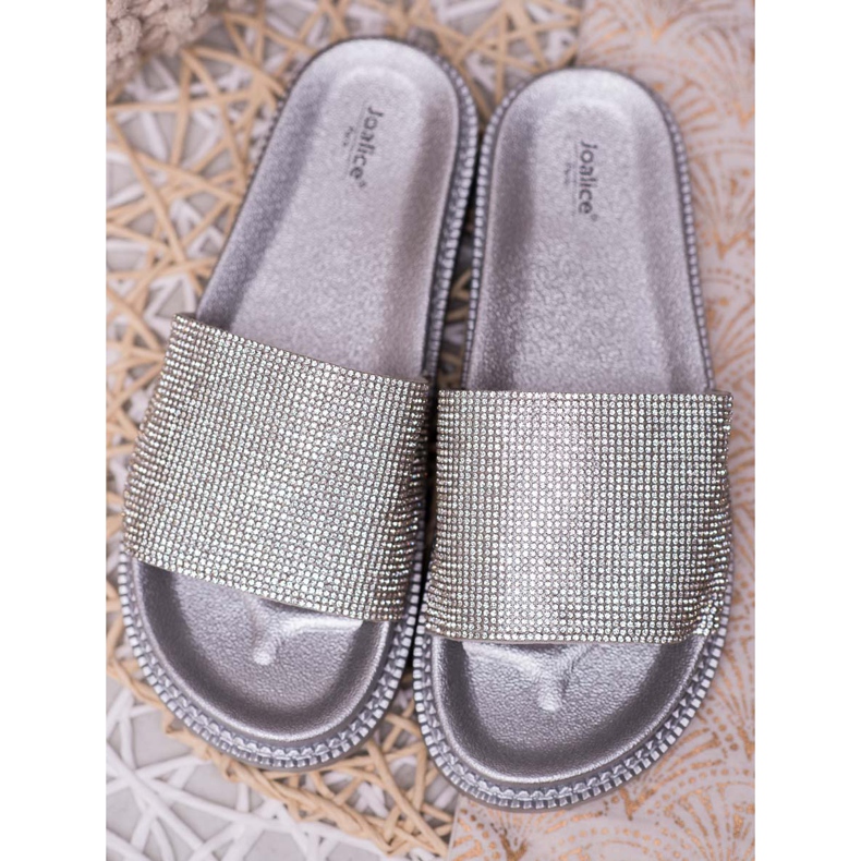 SHELOVET Pantuflas con Cristales gris 1 SHELOVET Pantuflas con Cristales gris 1