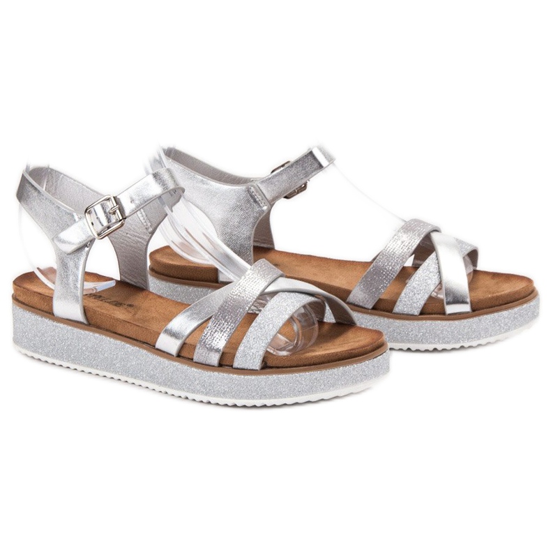 Bestelle Sandalias con suela de purpurina gris 1