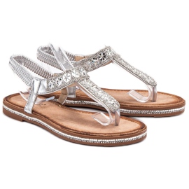 SHELOVET Sandalias japonesas plateadas gris 2