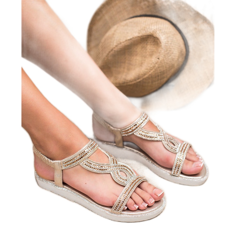 SHELOVET Sandalias de cuña sin cordones amarillo 2