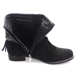 Botines Calientes Boho Flecos 7303-1 Negro 1