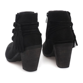 Botines de ante con flecos de barra 1631-1 Negro 1