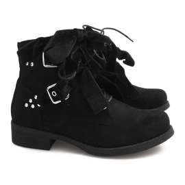 Botines Ante Con Lazos QQ660 Negro 4