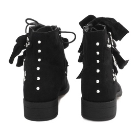 Botines Ante Con Lazos QQ660 Negro 2