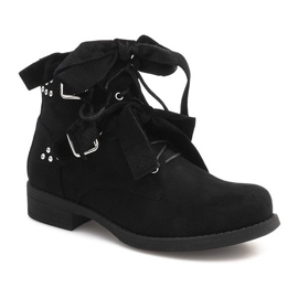 Botines Ante Con Lazos QQ660 Negro 5