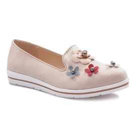 Tacones de cuña beige con múltiples flores 1