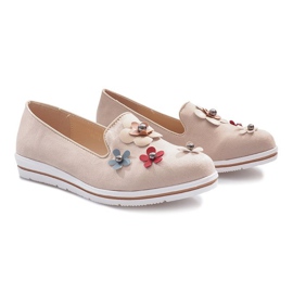 Tacones de cuña beige con múltiples flores 2