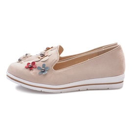 Tacones de cuña beige con múltiples flores 4