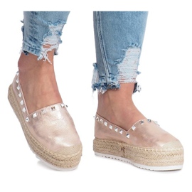 Alpargatas champán en la cuña Glam multicolor rosado 1